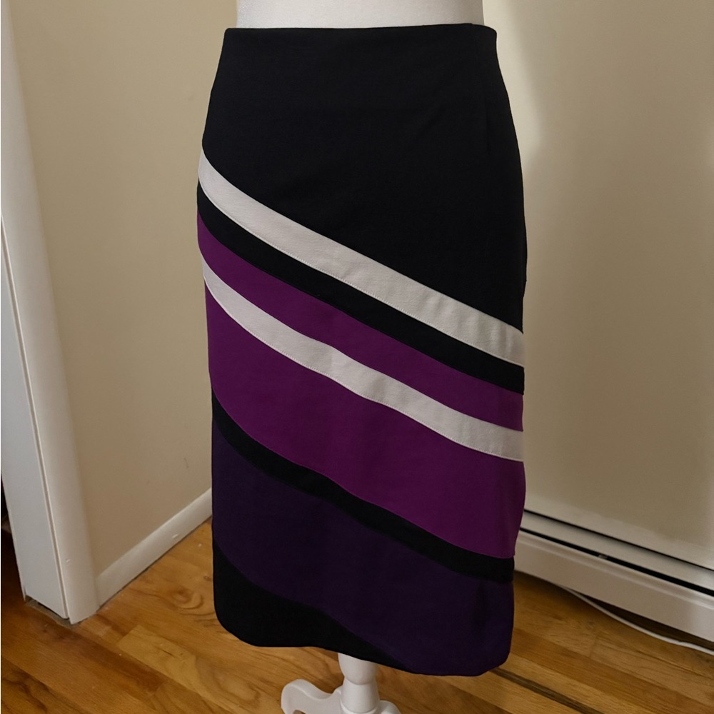 Lane Bryant Ponte Knit Purple Stripe Pencil Skirt Size 14